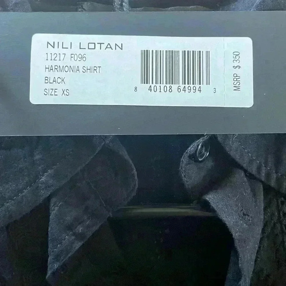 Nili Lotan Harmonia Eyelet Shirt/Blouse in Black XS. - Picture 8 of 10